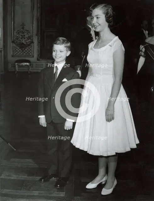 Crown Prince Carl Gustaf of Sweden with his sister Princess Christina, 11 January, 1957. Creator: Unknown.