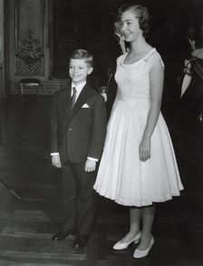 Crown Prince Carl Gustaf of Sweden with his sister Princess Christina, 11 January, 1957