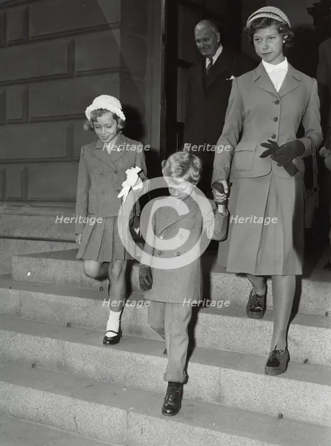 Crown Prince Carl Gustaf of Sweden and his sisters, 2 September 1952. Creator: Unknown.