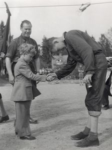 Crown Prince Carl Gustaf of Sweden at a prize-giving ceremony, Stockholm, Sweden, 1953