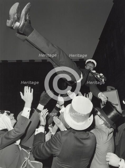 Crown Prince Carl Gustaf of Sweden celebrates passing his A levels, 1966. Artist: Unknown