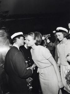 Crown Prince Carl Gustaf of Sweden congratulated by his friends for passing his A levels, 1966