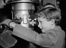 Crown Prince Carl Gustaf of Sweden on a submarine at an exhibition, Stockholm, Sweden, 1956. Creator: Unknown