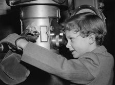 Crown Prince Carl Gustaf of Sweden on a submarine at an exhibition, Stockholm, Sweden, 1956
