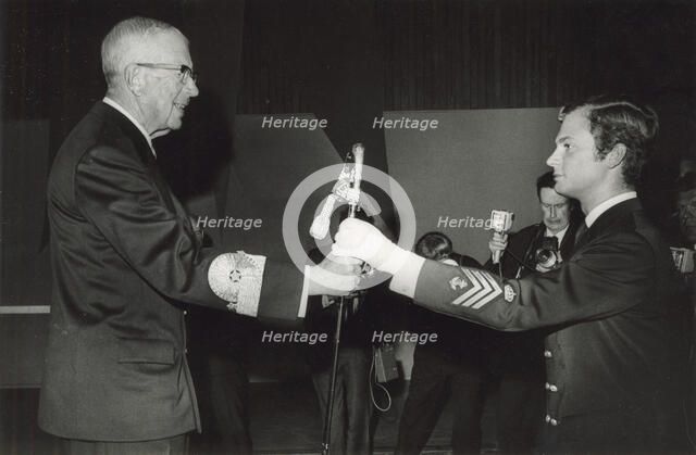 Crown Prince Carl Gustaf and his Grandfather, King Gustaf VI Adolf of Sweden, 1968. Artist: Unknown