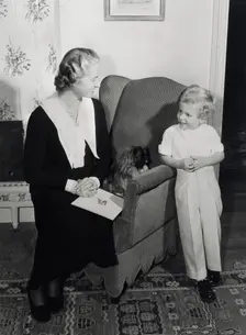 Crown Prince Carl Gustaf and his mother Princess Sibylla at Haga Castle, 1950. Creator: Unknown