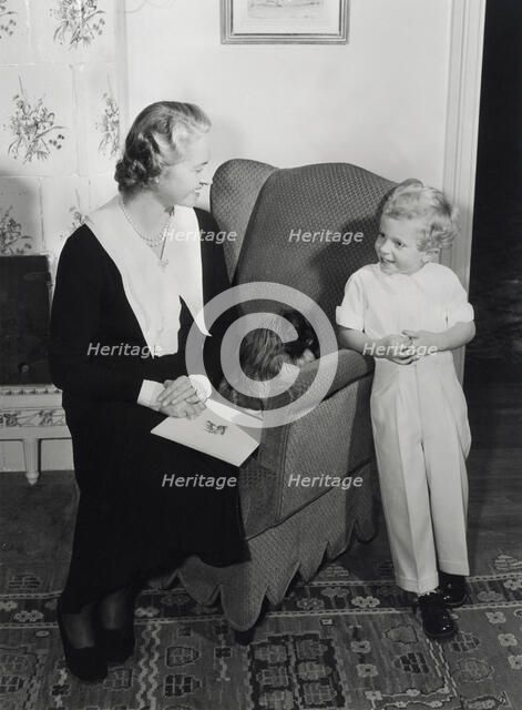 Crown Prince Carl Gustaf and his mother Princess Sibylla at Haga Castle, 1950. Artist: Unknown