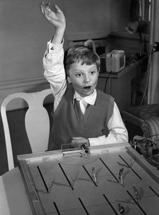 Crown Prince Carl Gustaf and his toys, Haga Castle, Sweden, April 1955. Creator: Unknown