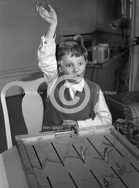 Crown Prince Carl Gustaf and his toys, Haga Castle, Sweden, April 1955. Artist: Unknown