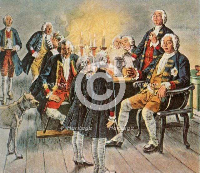 Crown Prince Frederick and Prince Henry...bid their father the king 'Good Night', 1727, (1936). Creator: Unknown.