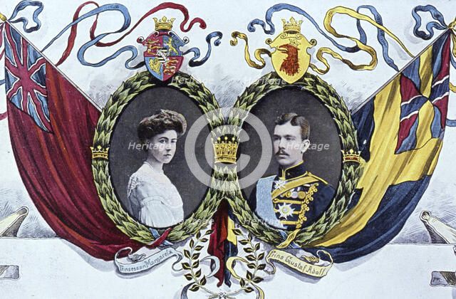Crown Prince Gustaf VI Adolf of Sweden and Crown Princess Margaret, 1905. Artist: Unknown