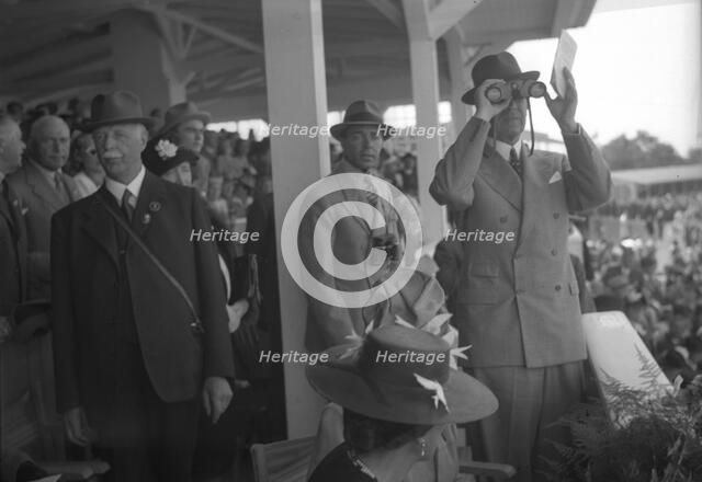 Crown Prince Gustav Adolf visiting Jägersro racecourse, Malmö, Sweden, c1930-1949 (?). Artist: Otto Ohm