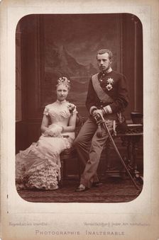 Crown Prince Rudolf with Princess Stephanie of Belgium on the occasion of their engagement..., 1880. Creator: Photo studio Geruzet Frères, Brussels