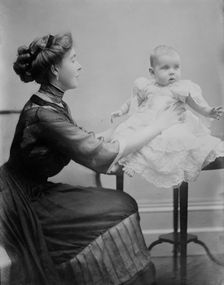 Crown Princess of Sweden holding her child, 1910. Creator: Bain News Service