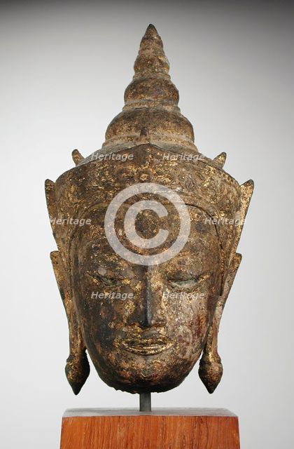 Crowned Buddha Head, 17th century. Creator: Unknown.