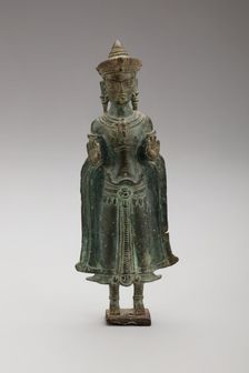 Crowned Buddha with Hands in Gesture of Teaching..., Angkor..., late 12th/early 13th cent. Creator: Unknown