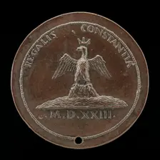 Crowned Eagle on a Mound Amid Waters [reverse], 1523. Creator: Maffeo Olivieri