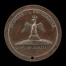 Crowned Eagle on a Mound Amid Waters [reverse], 1523. Creator: Maffeo Olivieri