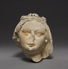 Crowned Female Head (Fragment), c. 1400-1420. Creator: Unknown