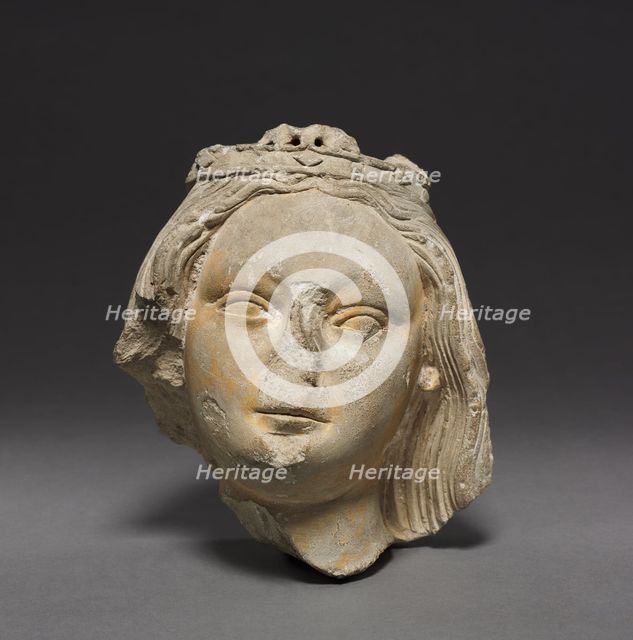 Crowned Female Head (Fragment), c. 1400-1420. Creator: Unknown.