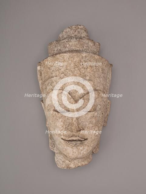 Crowned Head of a Bodhisattva, Ayutthaya period, late 17th century. Creator: Unknown.