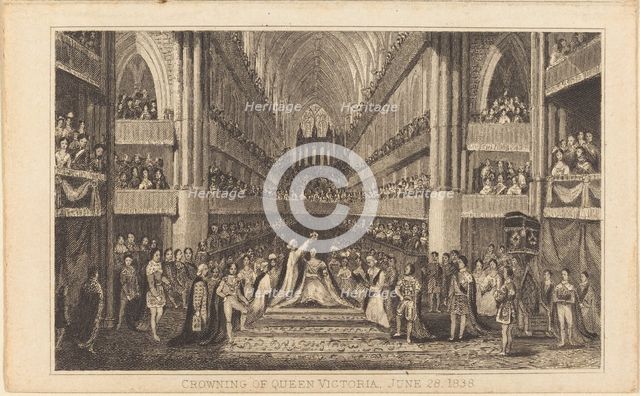 Crowning of Queen Victoria, June 28, 1838 [right half], 19th century. Creator: Unknown.