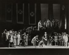 Crowd and lion, 1938. Creator: Unknown