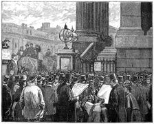 Crowd at the Mansion House reading the bulletins of the Prince of Wales's illness, 1871 (1900)
