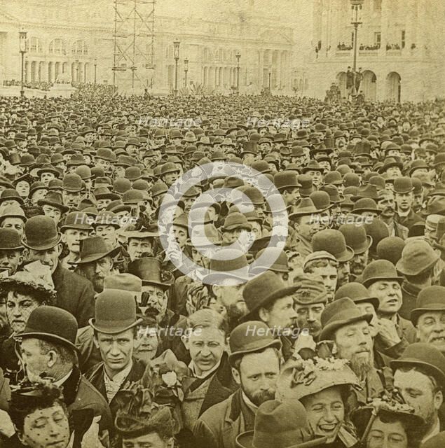 Crowd at the opening of the Columbian Exhibition, Chicago, Illinois, USA, 1893.Artist: BW Kilburn