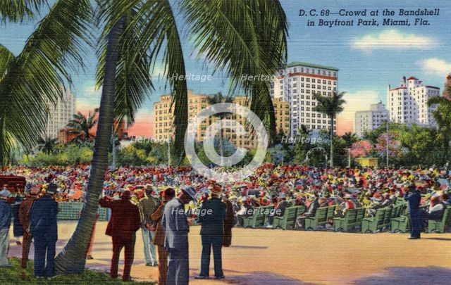 Crowd at the Bandshell in Bayfront Park, Miami, Florida, USA, 1941. Artist: Unknown