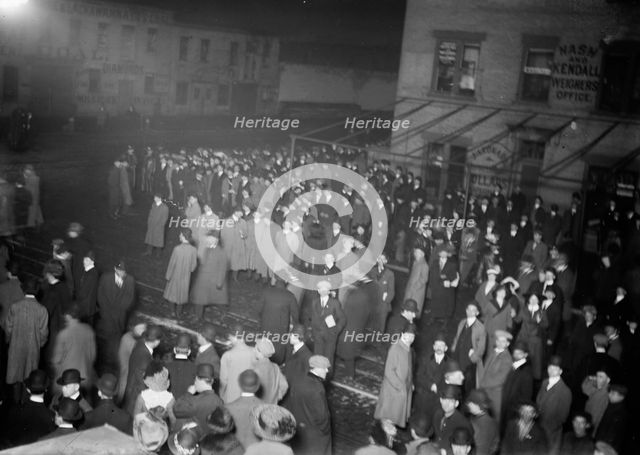 Crowd awaiting Titanic survivors, 1912. Creator: Bain News Service.