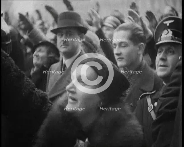 Crowd Gathering at  a Nazi Demonstration, 1933. Creator: British Pathe Ltd.