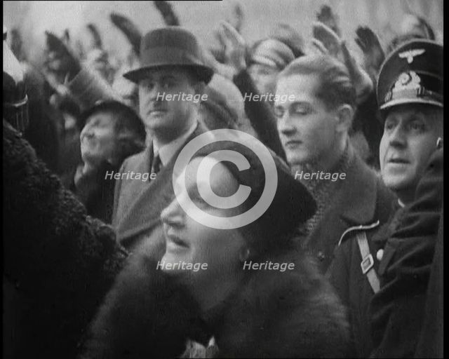 Crowd Gathering at  a Nazi Demonstration, 1933. Creator: British Pathe Ltd.