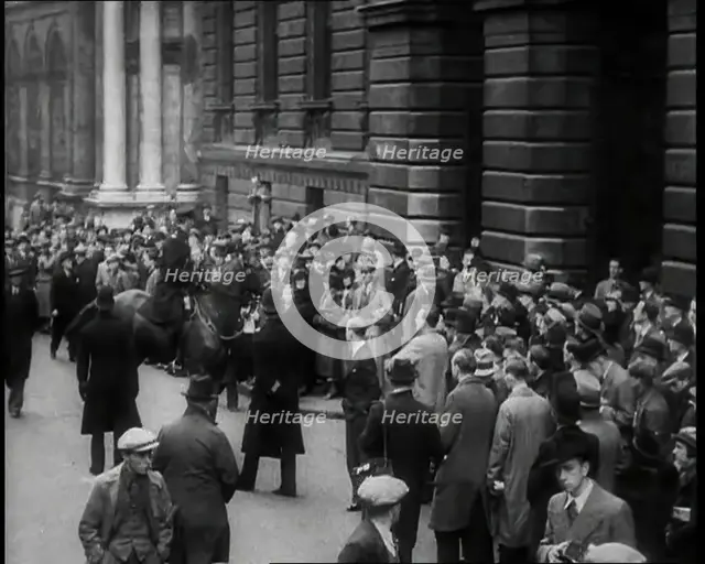 Crowd gathering in London, 1936. Creator: British Pathe Ltd.