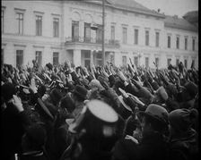 Crowd Giving Nazi Salutes at a Nazi Demonstration, 1933. Creator: British Pathe Ltd