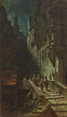 Crowd Guard (Night Round). Creator: Spitzweg, Carl (1808-1885)