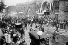 Crowd in front of Convention Hall, Baltimore, Maryland, 1912. Creator: Bain News Service