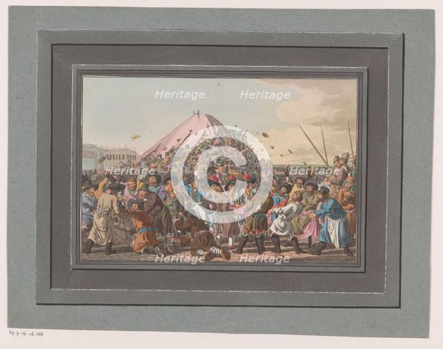 Crowd on a square fighting for food and clothing, 1805. Creator: Christian Gottfried Heinrich Geissler.