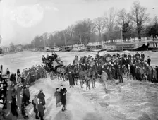 Crowd on the frozen River Thames, Oxfordshire, c1860-c1922. Artist: Henry Taunt