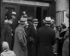 Crowd of Civilians Outside of The Bank of United States 1932. Creator: British Pathe Ltd
