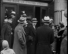 Crowd of Civilians Outside of The Bank of United States 1932. Creator: British Pathe Ltd