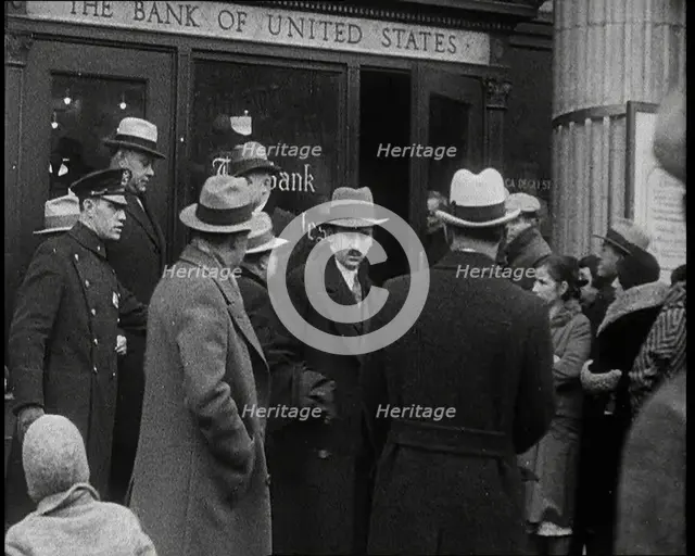 Crowd of Civilians Outside of 'The Bank of United States', 1932. Creator: British Pathe Ltd.