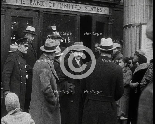 Crowd of Civilians Outside of 'The Bank of United States', 1932. Creator: British Pathe Ltd.