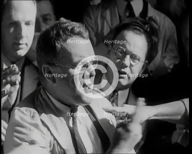 Crowd of Civilians Buying and Selling Stocks and Shares, 1932. Creator: British Pathe Ltd.