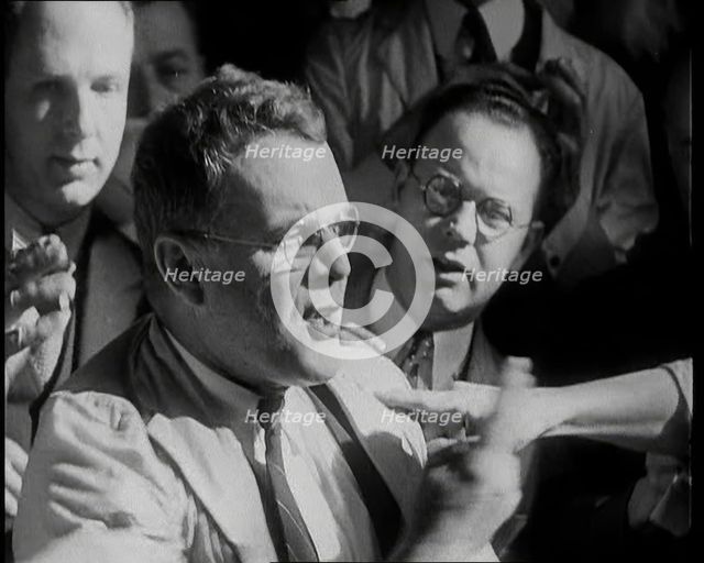 Crowd of Civilians Buying and Selling Stocks and Shares, 1932. Creator: British Pathe Ltd.
