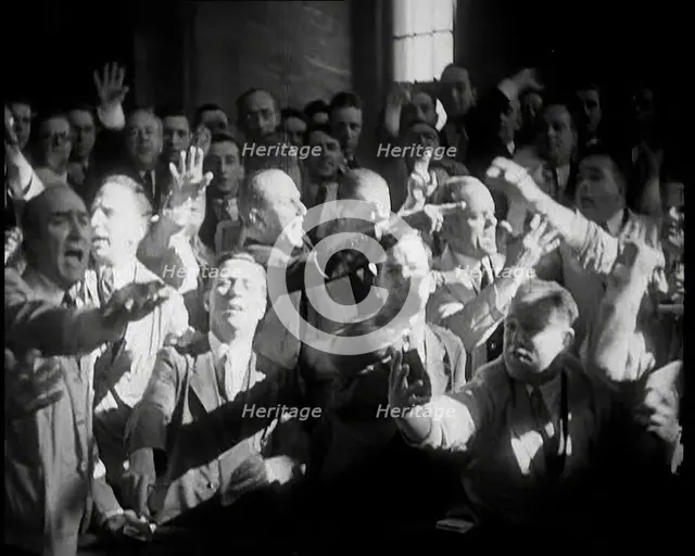Crowd of Civilians Buying and Selling Stocks and Shares, 1932. Creator: British Pathe Ltd.
