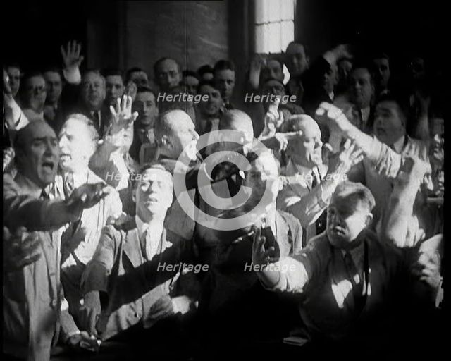 Crowd of Civilians Buying and Selling Stocks and Shares, 1932. Creator: British Pathe Ltd.