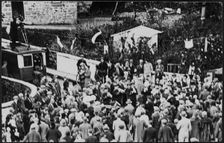 Crowd of people on Flora Day for the Helston Furry Dance, Helston, Cornwall, 1925-1935. Creator: George R Long