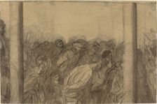 Crowd of People Seen between Two Columns [verso]. Creator: Alphonse Legros