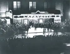 Crowd outside the Lafayette Theatre, in Harlem, at the opening of "Macbeth" produced..., 1936. Creator: Federal Theatre Project